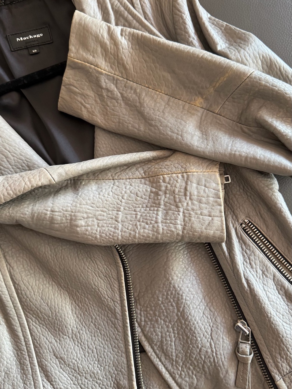Mackage Women's Gray Lisa Leather Moto Jacket - Picture 3 of 5